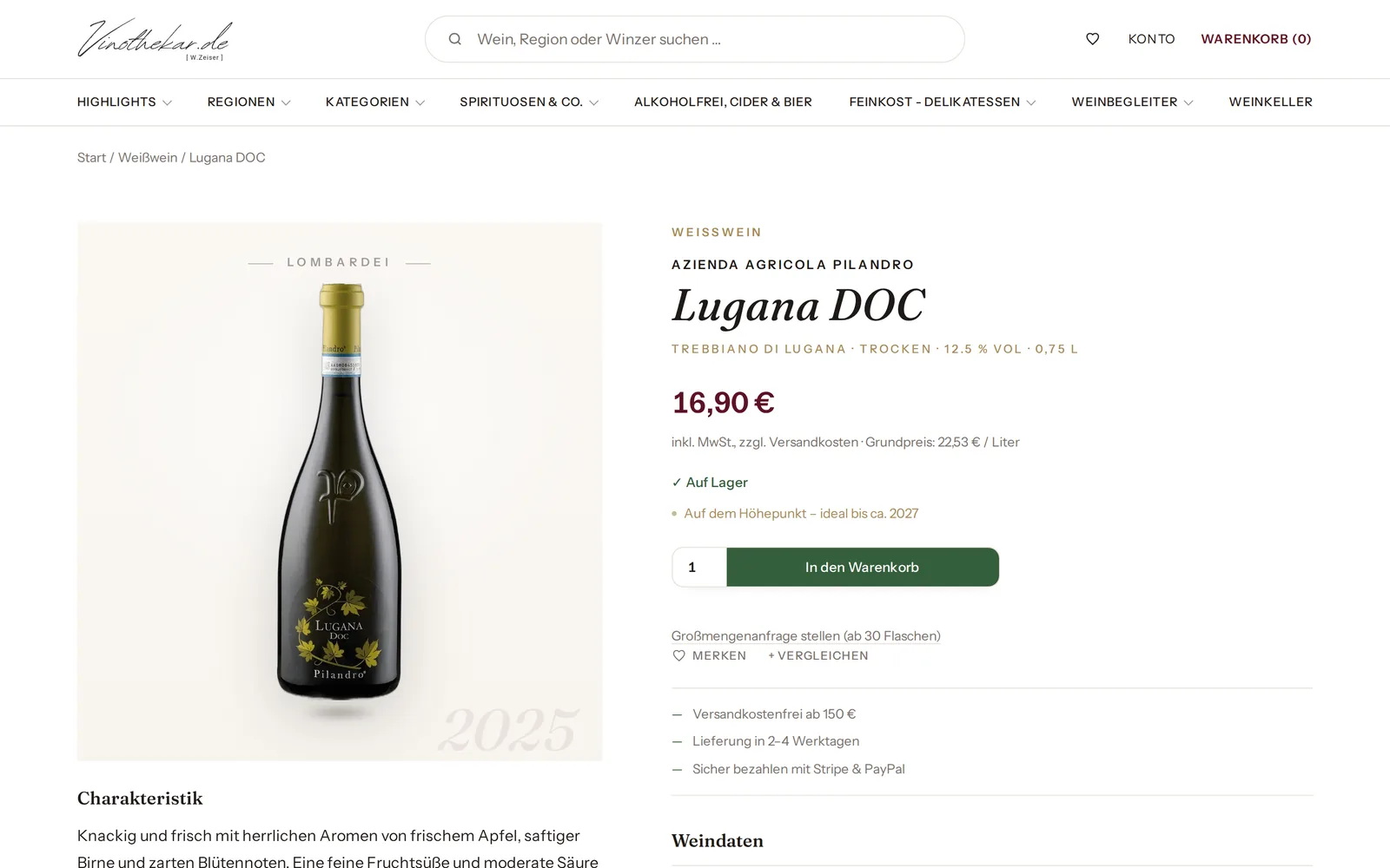 vinothekar.de – Produktseite Lugana DOC